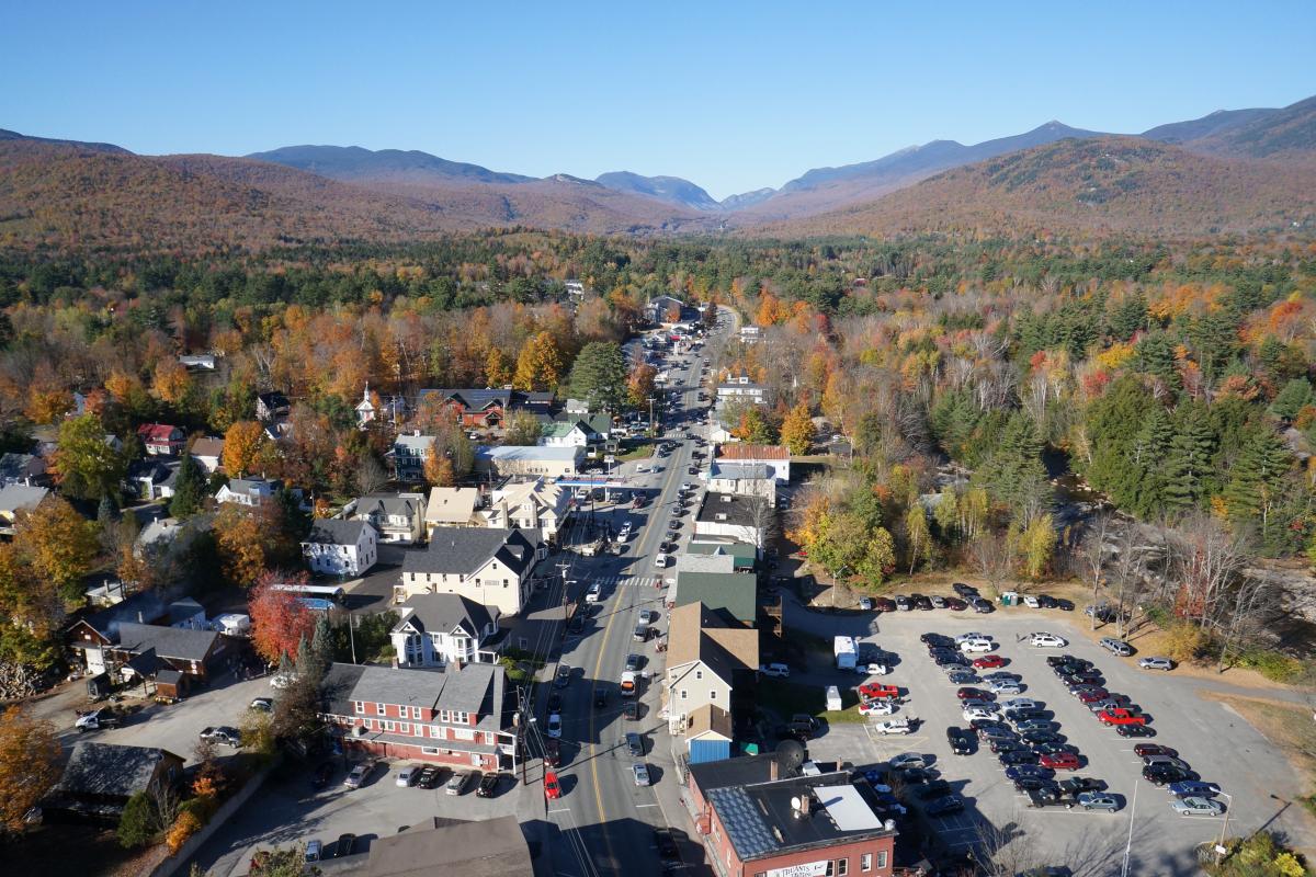 Aerial view of a rural Appalachian town 